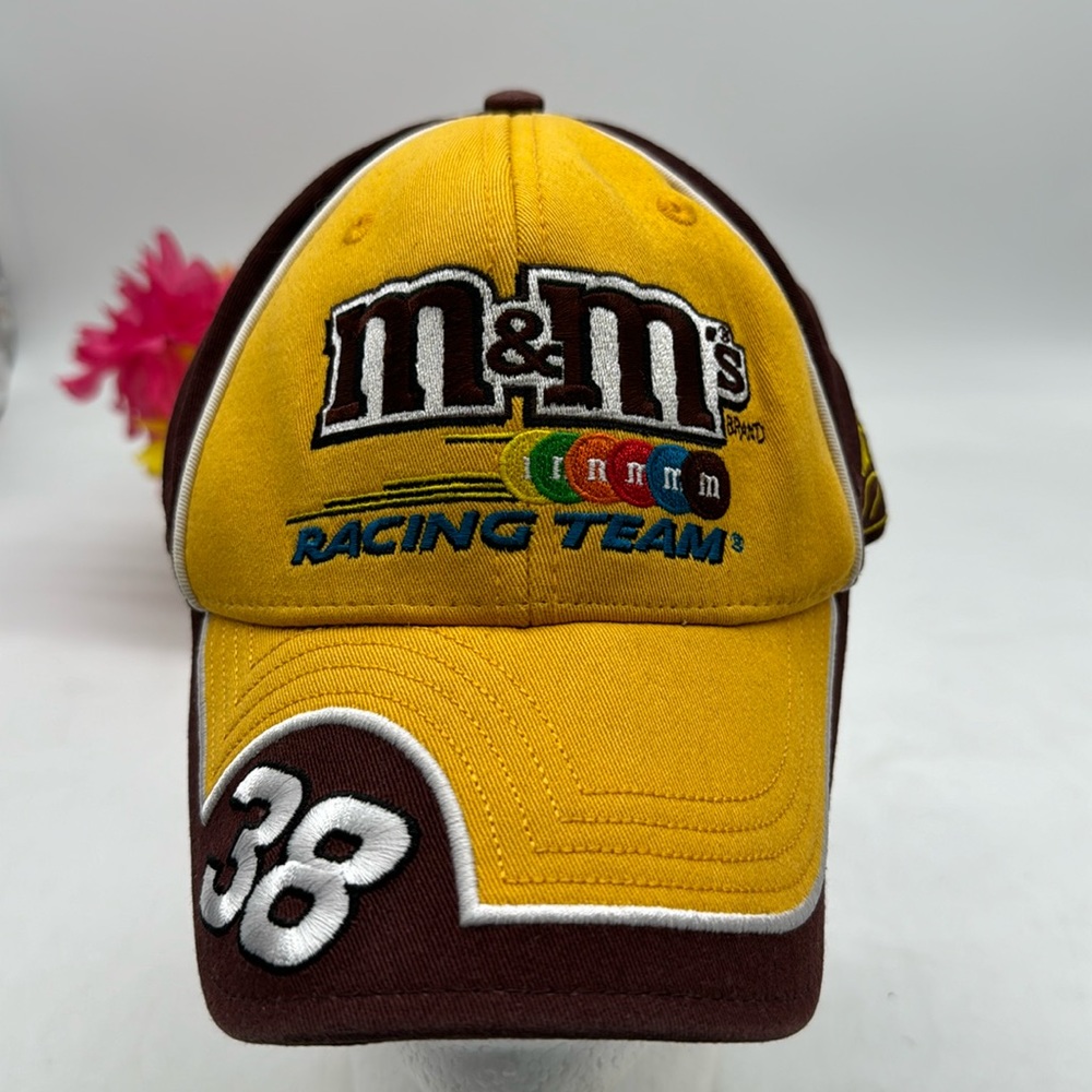 M&Ms Racing Team #38 Robert Yates Yellow Brown Baseball Hat HT5311E - Picture 1 of 4